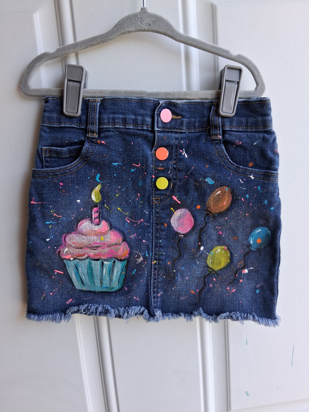 Garanimals Dark Blue Denim Skirt with Hand-Painted Cupcake & Balloons